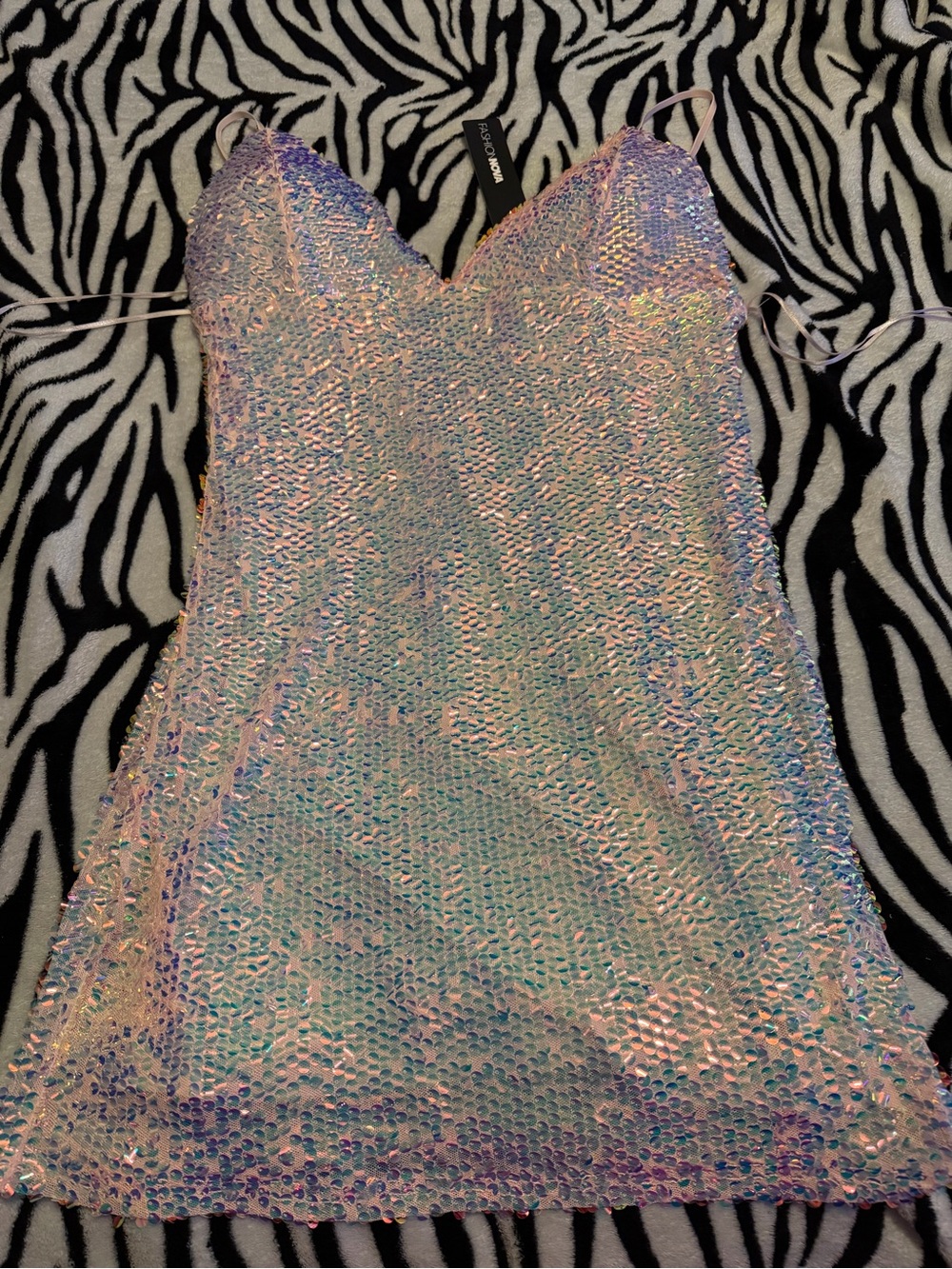 Fashion Nova Iridescent Sequin Mini Dress
